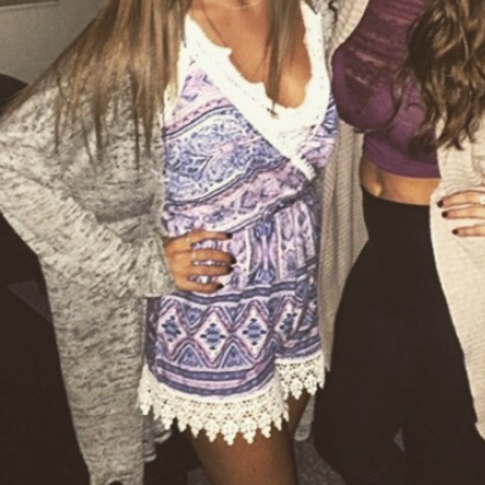 Blue and Pink Patterned Romper